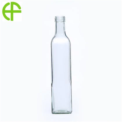 بطری شیشه ای روغن زیتون مربع سفید 500 میلی لیتری